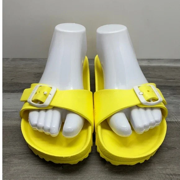 Birkenstock Madrid EVA Neon Yellow Single Strap Slide Sandals Mens 7 Womens 9 40 - Picture 3 of 7